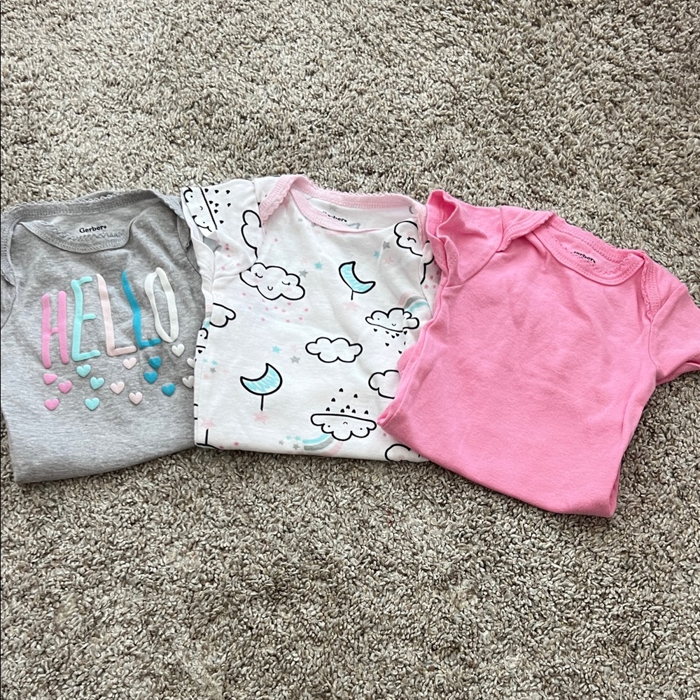 Carter's Kids Bodysuits - Gray, White, Pink
